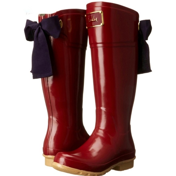 Joules Shoes - Joules | Red Navy Ribbon Evedon Rubber Rain Boots